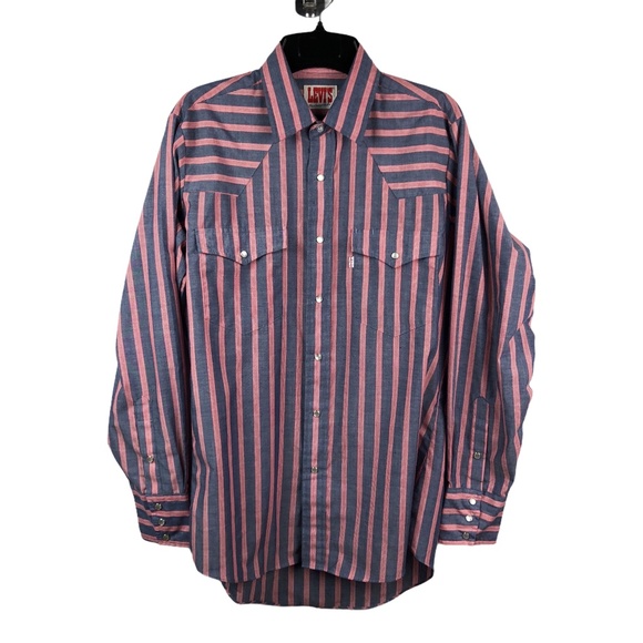 Vintage Levi’s Western Shirt Pearl Snap Stripe M - Picture 7 of 9
